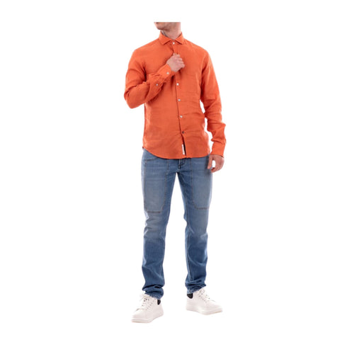 YESZEE Camicia in lino Camicia Uomo alla francese in lino Arancione P24-YESZEEC505UP00-0243-M - Francavilla Moda